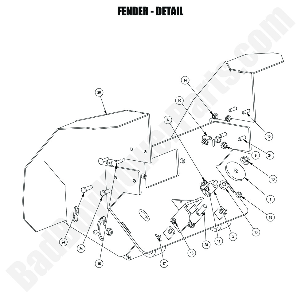 3508 - Bad Boy Mower Parts Lookup > 2024 > Revolt (36\" Deck) > Fender - Detail